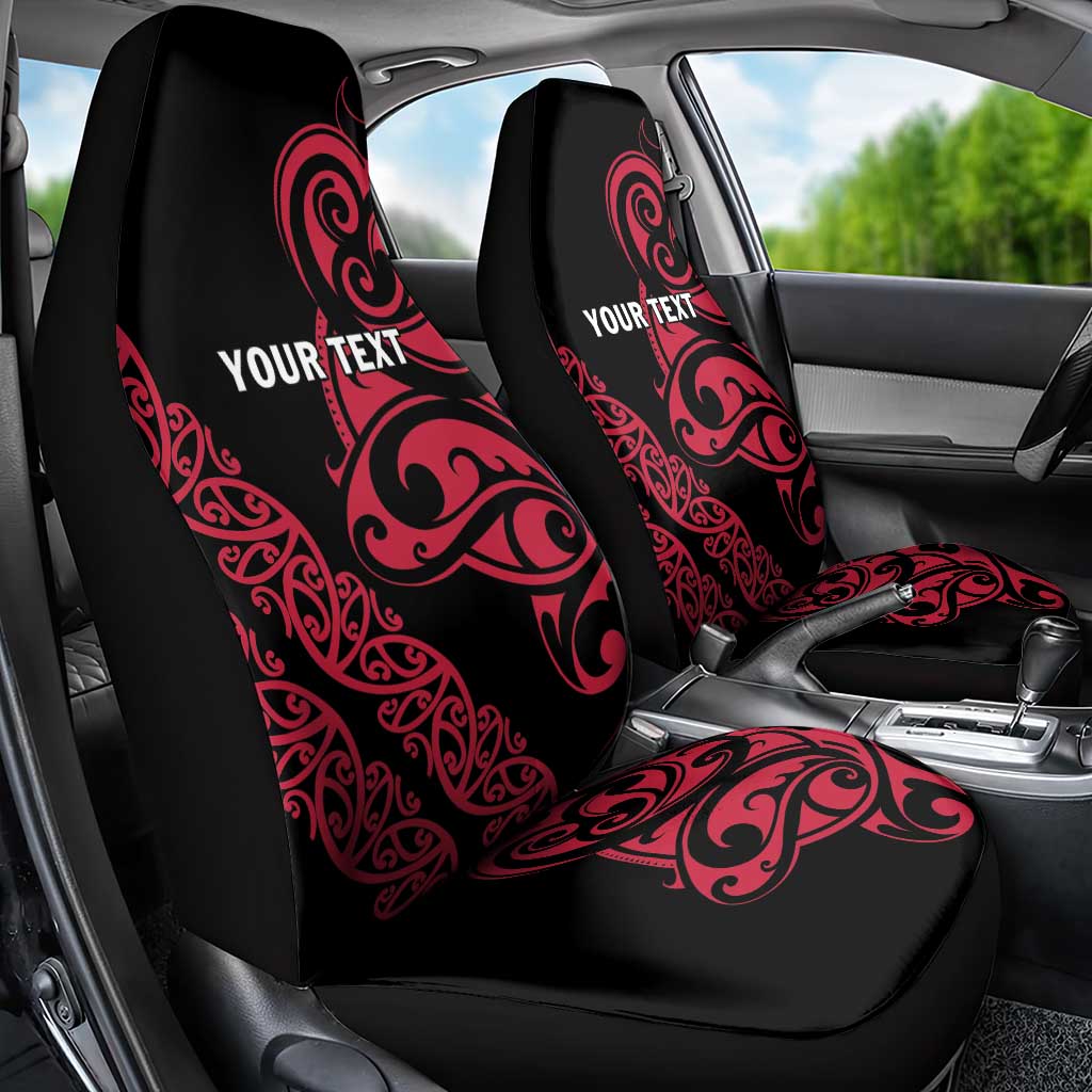 All Black Maori Tribal Tattoo Personalised Car Seat Cover Classic Red Polynesian Style - Polynesian Pride
