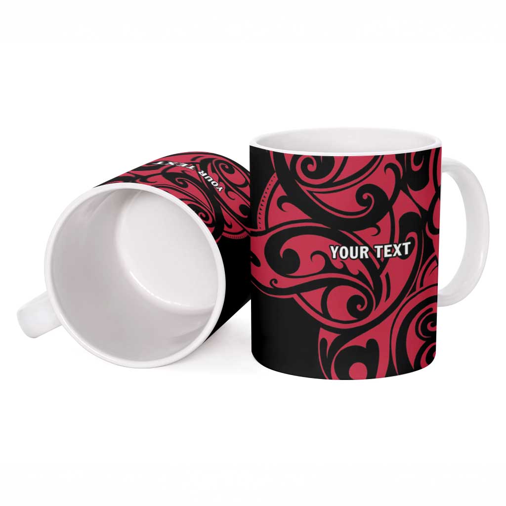 All Black Maori Tribal Tattoo Personalised Ceramic Mug Classic Red Polynesian Style - Polynesian Pride