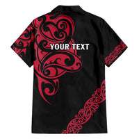 All Black Maori Tribal Tattoo Personalised Family Matching Short Sleeve Bodycon Dress and Hawaiian Shirt Classic Red Polynesian Style - Polynesian Pride