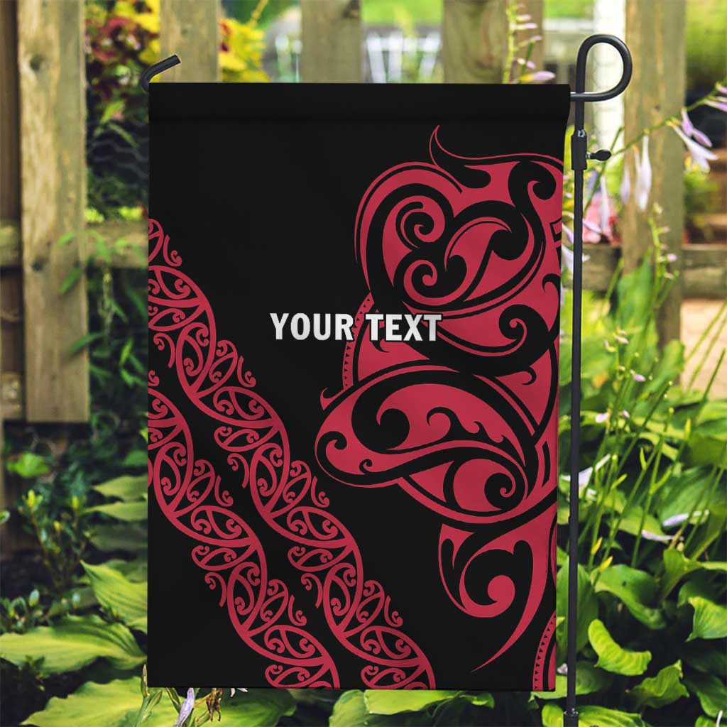 All Black Maori Tribal Tattoo Personalised Garden Flag Classic Red Polynesian Style - Polynesian Pride