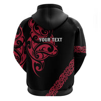 All Black Maori Tribal Tattoo Personalised Hoodie Classic Red Polynesian Style - Polynesian Pride