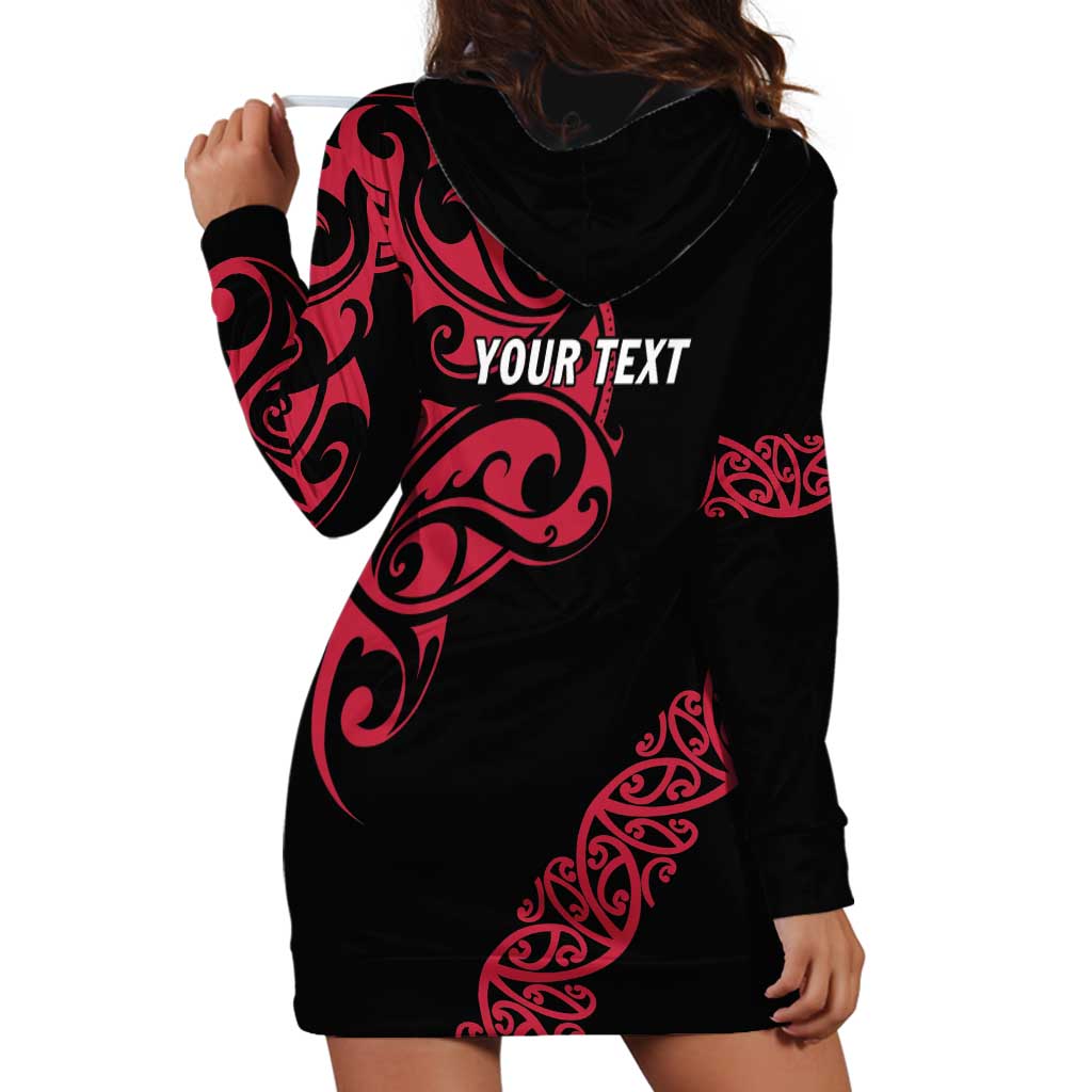 All Black Maori Tribal Tattoo Personalised Hoodie Dress Classic Red Polynesian Style - Polynesian Pride