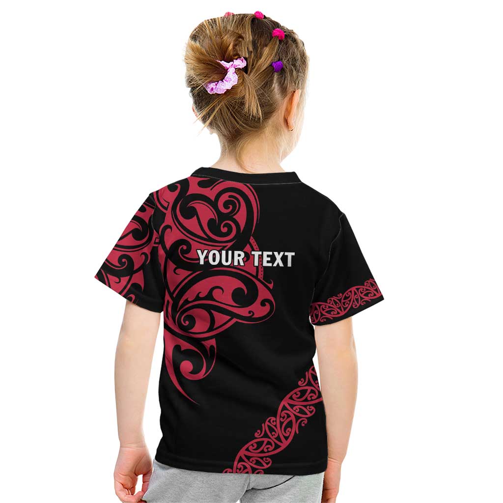 All Black Maori Tribal Tattoo Personalised Kid T Shirt Classic Red Polynesian Style - Polynesian Pride