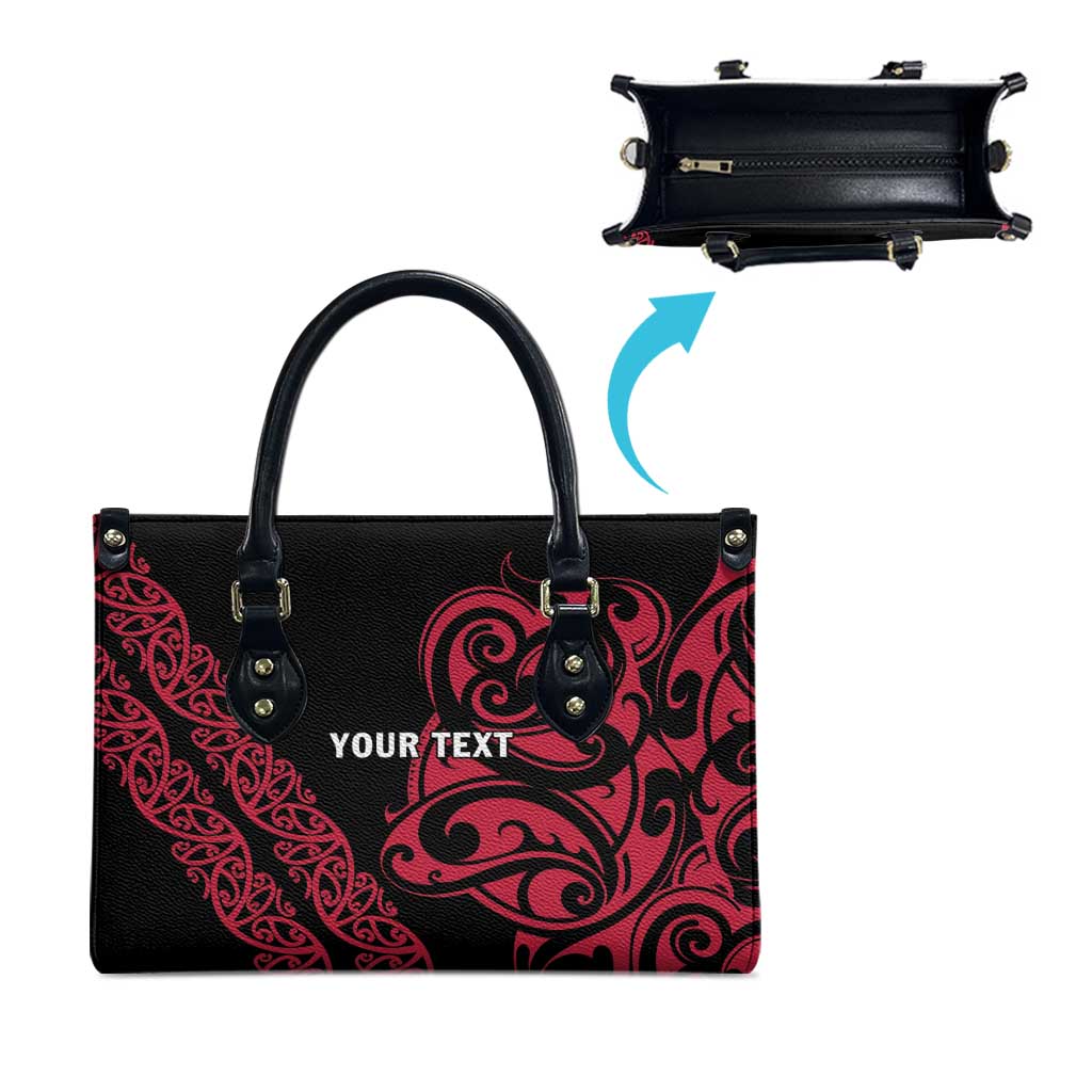 All Black Maori Tribal Tattoo Personalised Leather Bag Classic Red Polynesian Style - Polynesian Pride