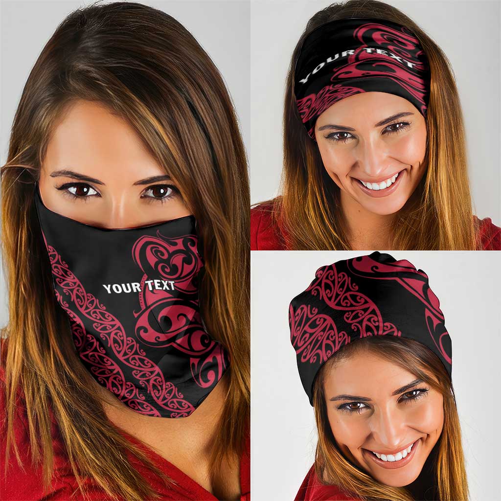 All Black Maori Tribal Tattoo Personalised Neck Gaiter Classic Red Polynesian Style LT9