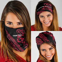All Black Maori Tribal Tattoo Personalised Neck Gaiter Classic Red Polynesian Style LT9