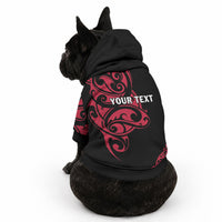 All Black Maori Tribal Tattoo Personalised Pet Hoodie Classic Red Polynesian Style