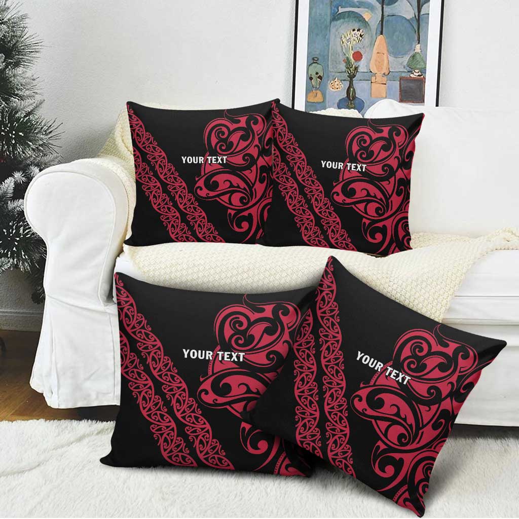 All Black Maori Tribal Tattoo Personalised Pillow Cover Classic Red Polynesian Style - Polynesian Pride