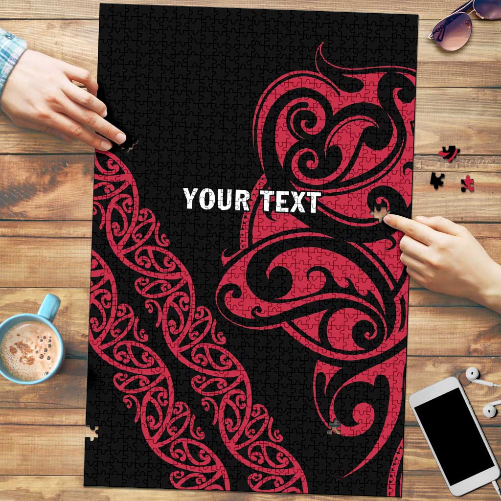 All Black Maori Tribal Tattoo Personalised Puzzle Classic Red Polynesian Style - Polynesian Pride