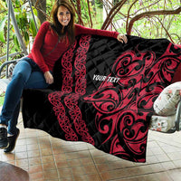 All Black Maori Tribal Tattoo Personalised Quilt Classic Red Polynesian Style - Polynesian Pride