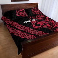 All Black Maori Tribal Tattoo Personalised Quilt Bed Set Classic Red Polynesian Style - Polynesian Pride