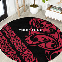 All Black Maori Tribal Tattoo Personalised Round Carpet Classic Red Polynesian Style - Polynesian Pride