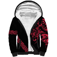 All Black Maori Tribal Tattoo Personalised Sherpa Hoodie Classic Red Polynesian Style LT9 Unisex Red - Polynesian Pride