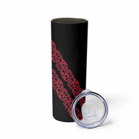 All Black Maori Tribal Tattoo Personalised Skinny Tumbler Classic Red Polynesian Style - Polynesian Pride