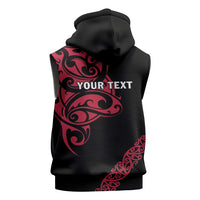 All Black Maori Tribal Tattoo Personalised Sleeveless Zip Hoodie Classic Red Polynesian Style LT9 - Polynesian Pride