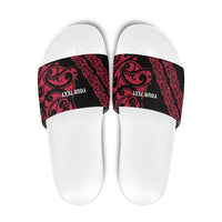 All Black Maori Tribal Tattoo Personalised Slide Sandals Classic Red Polynesian Style LT9 Red - Polynesian Pride
