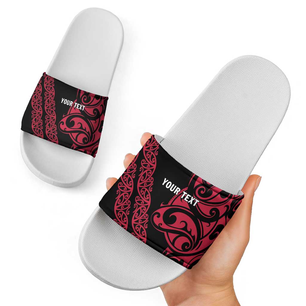 All Black Maori Tribal Tattoo Personalised Slide Sandals Classic Red Polynesian Style LT9 - Polynesian Pride