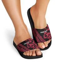 All Black Maori Tribal Tattoo Personalised Slide Sandals Classic Red Polynesian Style LT9 - Polynesian Pride