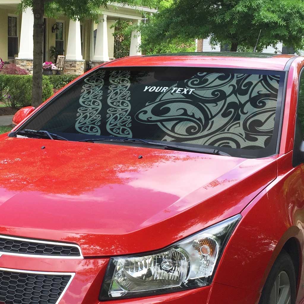 All Black Maori Tribal Tattoo Personalised Auto Sun Shade Moss Green Polynesian Style - Polynesian Pride