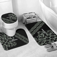 All Black Maori Tribal Tattoo Personalised Bathroom Set Moss Green Polynesian Style - Polynesian Pride