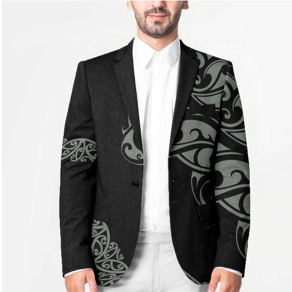 All Black Maori Tribal Tattoo Personalised Blazer Moss Green Polynesian Style - Polynesian Pride