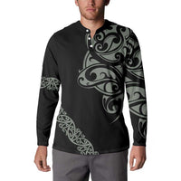 All Black Maori Tribal Tattoo Personalised Button Sweatshirt Moss Green Polynesian Style - Polynesian Pride