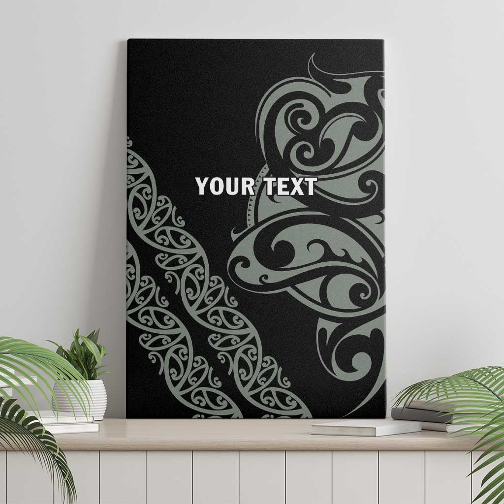All Black Maori Tribal Tattoo Personalised Canvas Wall Art Moss Green Polynesian Style - Polynesian Pride