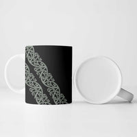 All Black Maori Tribal Tattoo Personalised Ceramic Mug Moss Green Polynesian Style - Polynesian Pride