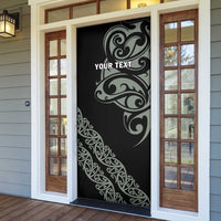 All Black Maori Tribal Tattoo Personalised Door Cover Moss Green Polynesian Style - Polynesian Pride