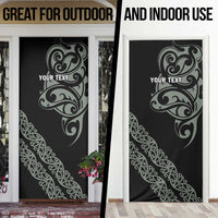 All Black Maori Tribal Tattoo Personalised Door Cover Moss Green Polynesian Style - Polynesian Pride