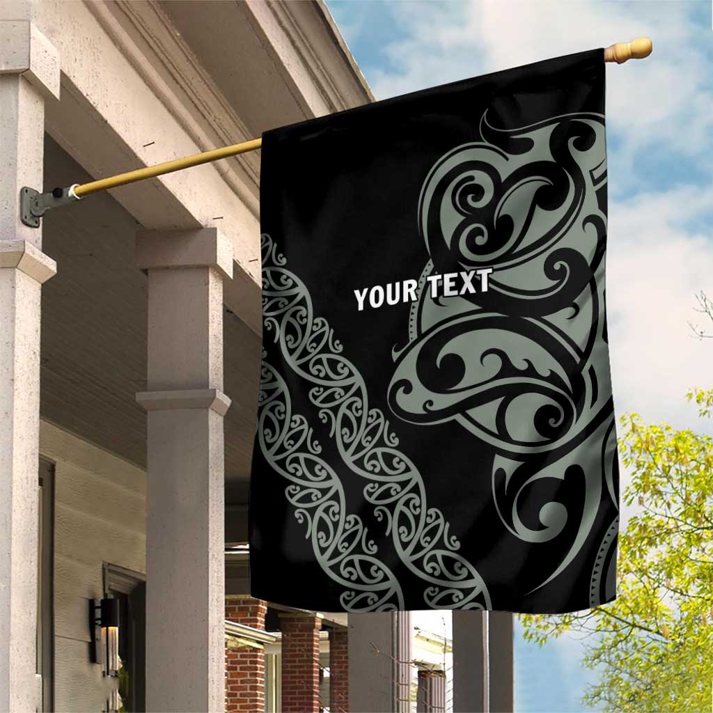 All Black Maori Tribal Tattoo Personalised Garden Flag Moss Green Polynesian Style LT9 House Flag Green - Polynesian Pride