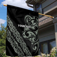 All Black Maori Tribal Tattoo Personalised Garden Flag Moss Green Polynesian Style LT9 - Polynesian Pride