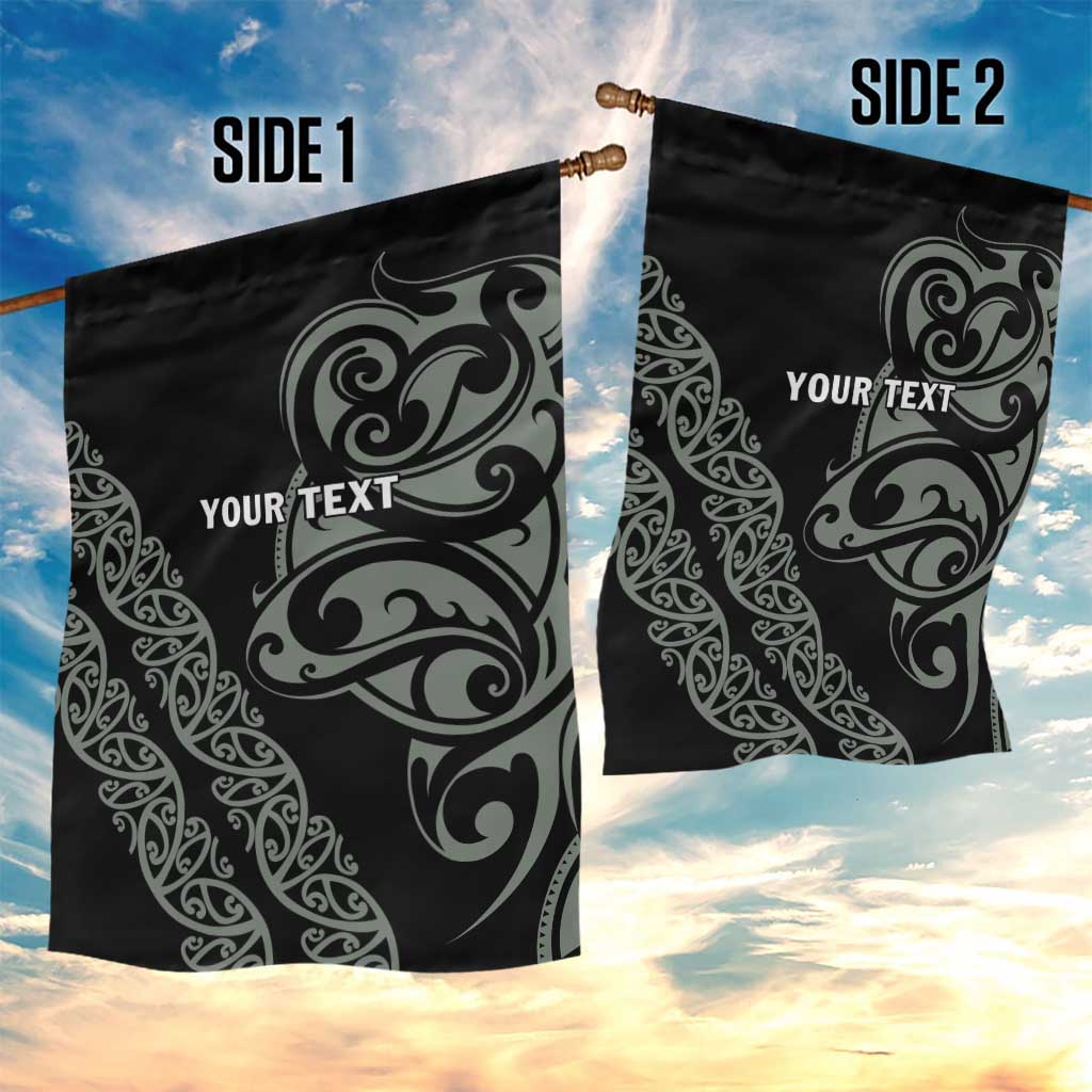 All Black Maori Tribal Tattoo Personalised Garden Flag Moss Green Polynesian Style LT9 - Polynesian Pride