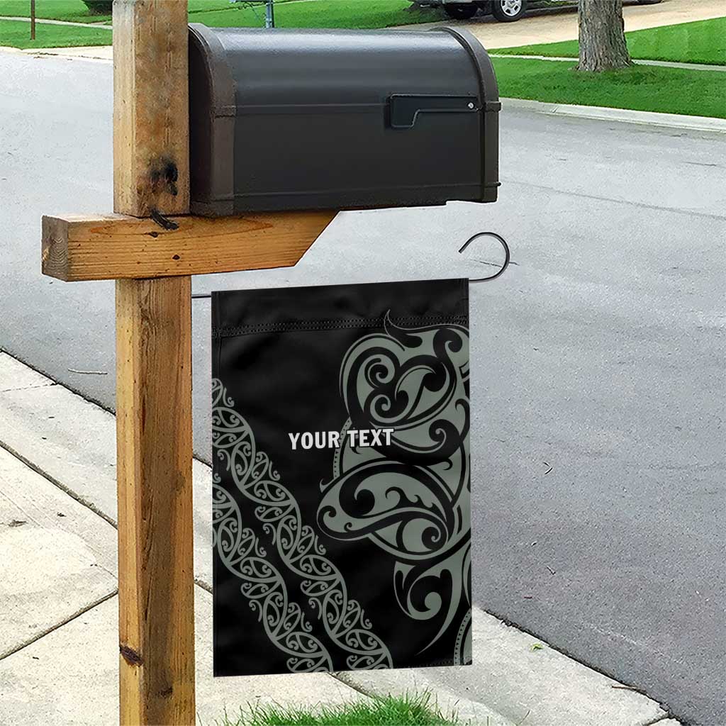 All Black Maori Tribal Tattoo Personalised Garden Flag Moss Green Polynesian Style LT9 - Polynesian Pride
