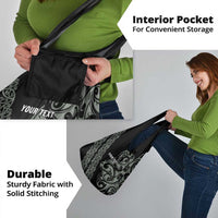 All Black Maori Tribal Tattoo Personalised Grocery Bag Moss Green Polynesian Style - Polynesian Pride