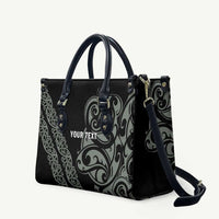 All Black Maori Tribal Tattoo Personalised Leather Bag Moss Green Polynesian Style - Polynesian Pride