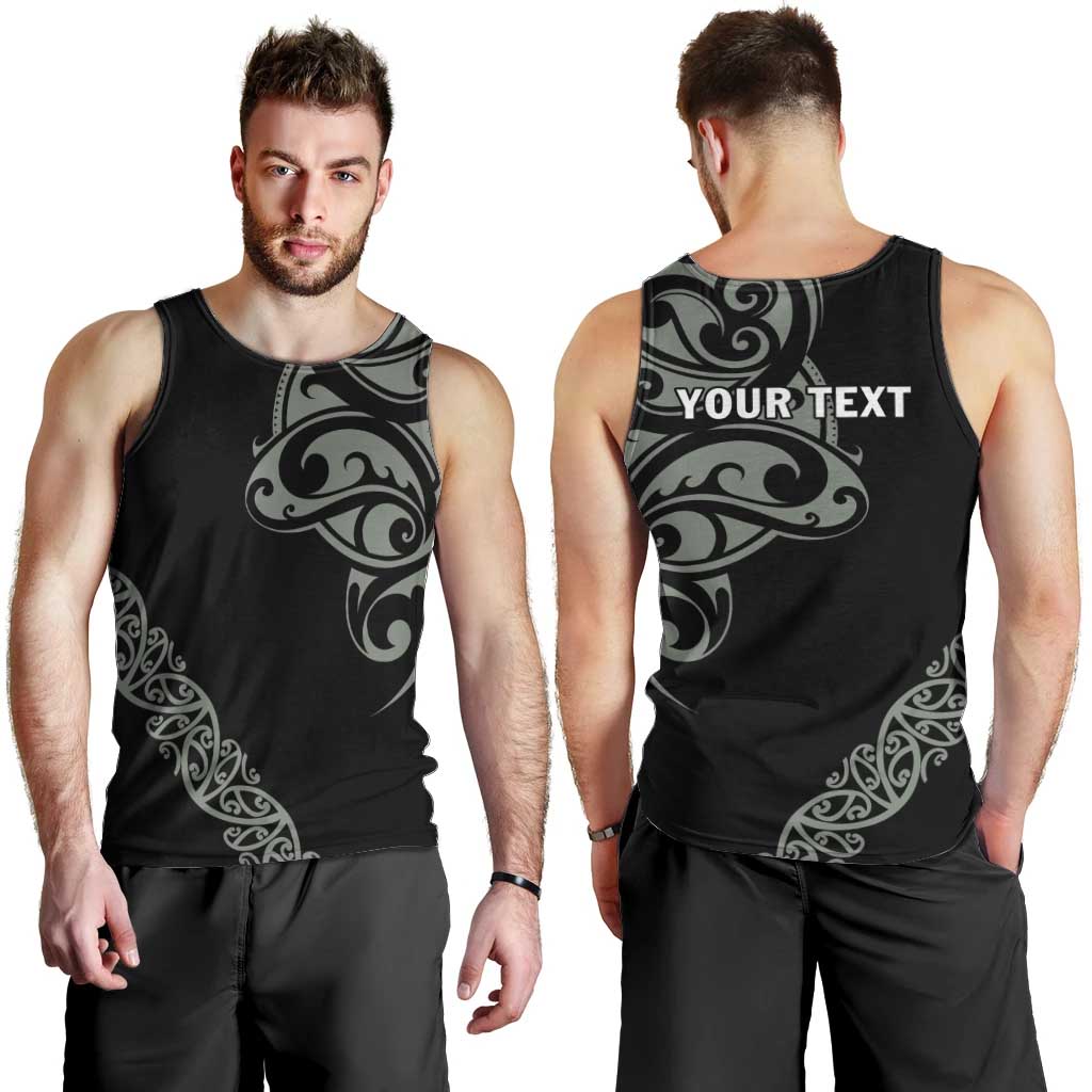 All Black Maori Tribal Tattoo Personalised Men Tank Top Moss Green Polynesian Style - Polynesian Pride