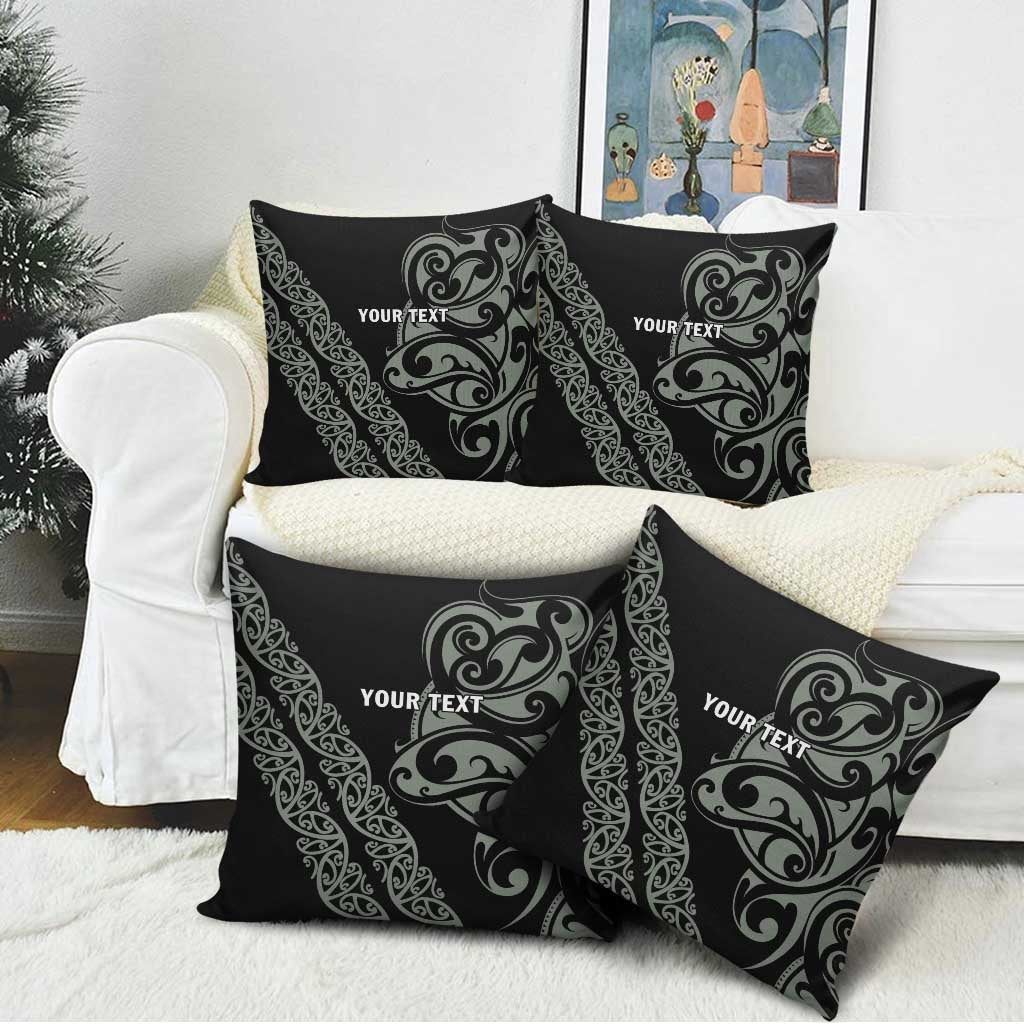 All Black Maori Tribal Tattoo Personalised Pillow Cover Moss Green Polynesian Style - Polynesian Pride