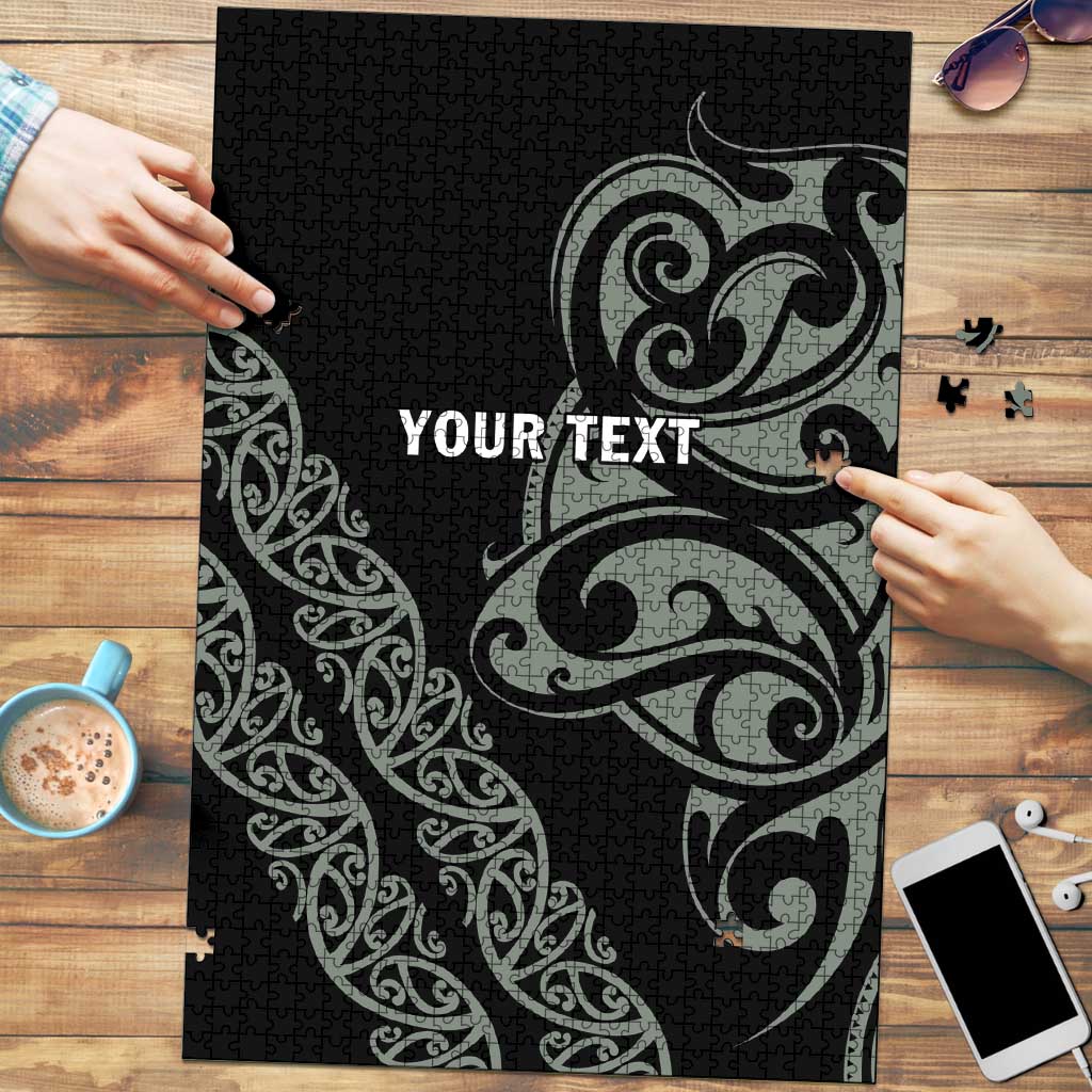 All Black Maori Tribal Tattoo Personalised Puzzle Moss Green Polynesian Style - Polynesian Pride