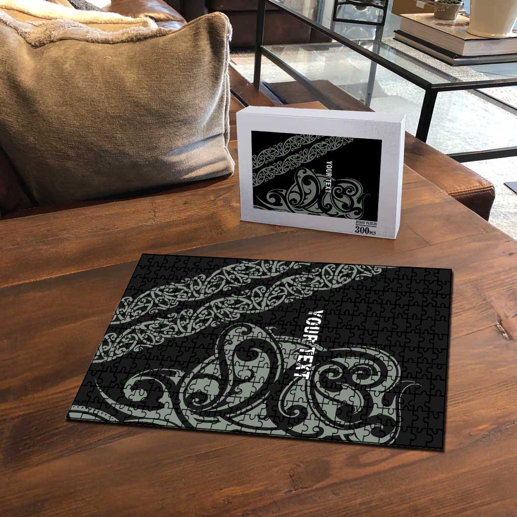 All Black Maori Tribal Tattoo Personalised Puzzle Moss Green Polynesian Style - Polynesian Pride