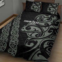All Black Maori Tribal Tattoo Personalised Quilt Bed Set Moss Green Polynesian Style - Polynesian Pride
