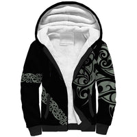 All Black Maori Tribal Tattoo Personalised Sherpa Hoodie Moss Green Polynesian Style LT9 Unisex Green - Polynesian Pride