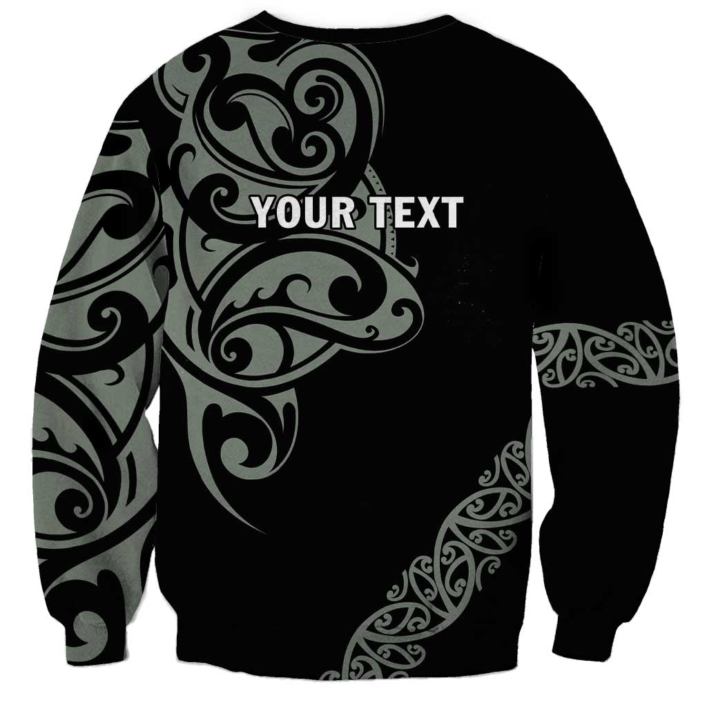 All Black Maori Tribal Tattoo Personalised Sweatshirt Moss Green Polynesian Style - Polynesian Pride