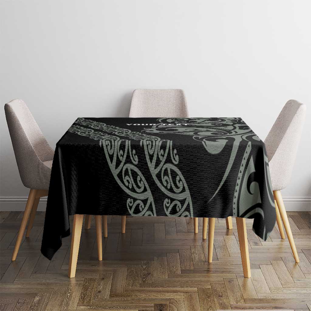 All Black Maori Tribal Tattoo Personalised Tablecloth Moss Green Polynesian Style - Polynesian Pride