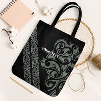 All Black Maori Tribal Tattoo Personalised Tote Bag Moss Green Polynesian Style LT9 Black Strap One Size Green - Polynesian Pride