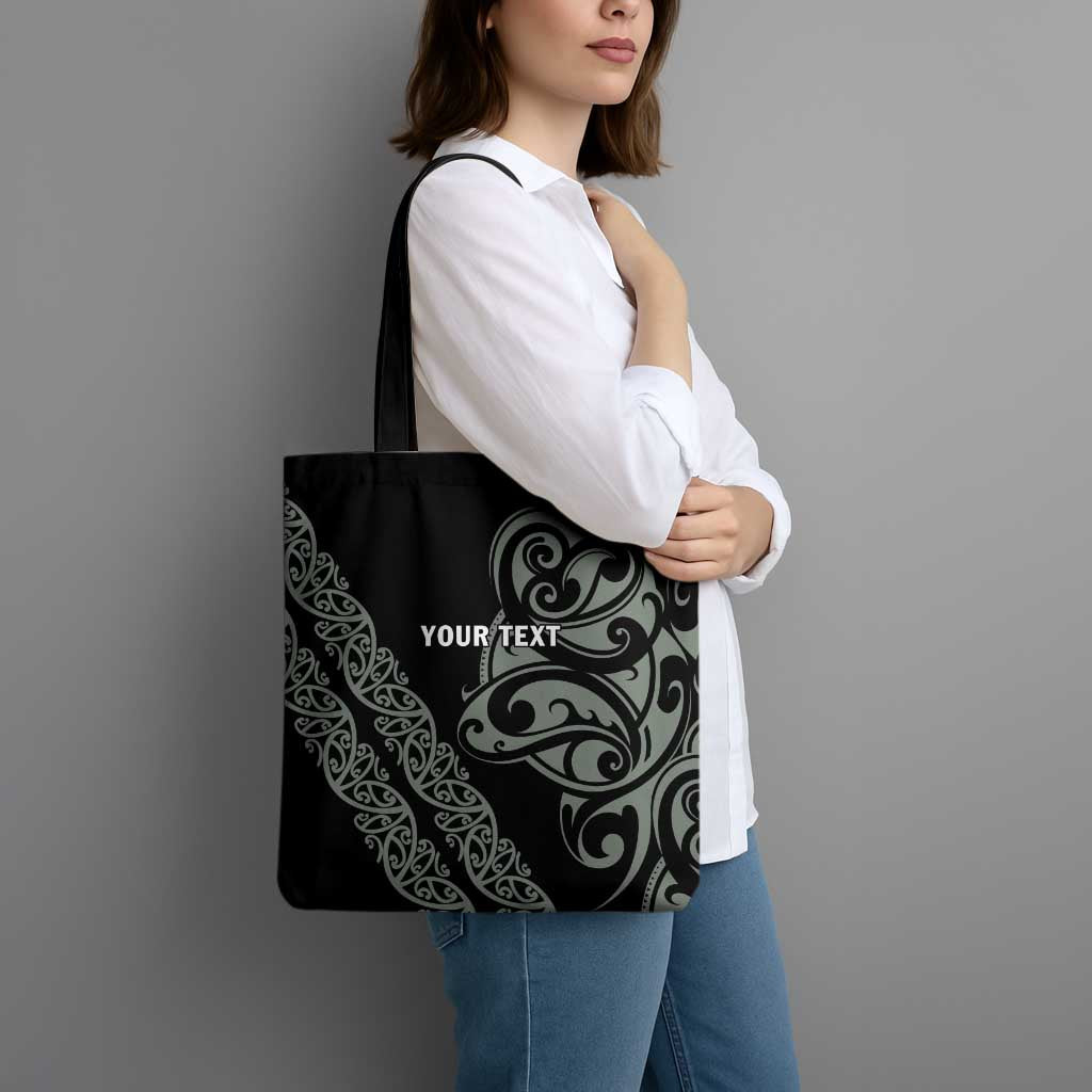 All Black Maori Tribal Tattoo Personalised Tote Bag Moss Green Polynesian Style LT9 - Polynesian Pride