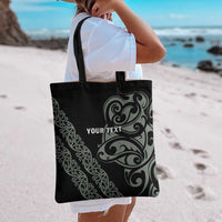 All Black Maori Tribal Tattoo Personalised Tote Bag Moss Green Polynesian Style LT9 - Polynesian Pride
