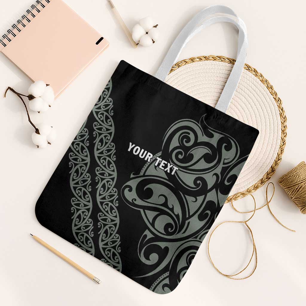 All Black Maori Tribal Tattoo Personalised Tote Bag Moss Green Polynesian Style LT9 White Strap One Size Green - Polynesian Pride