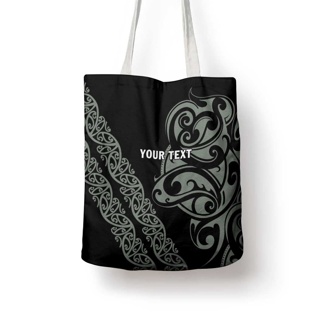 All Black Maori Tribal Tattoo Personalised Tote Bag Moss Green Polynesian Style LT9 - Polynesian Pride