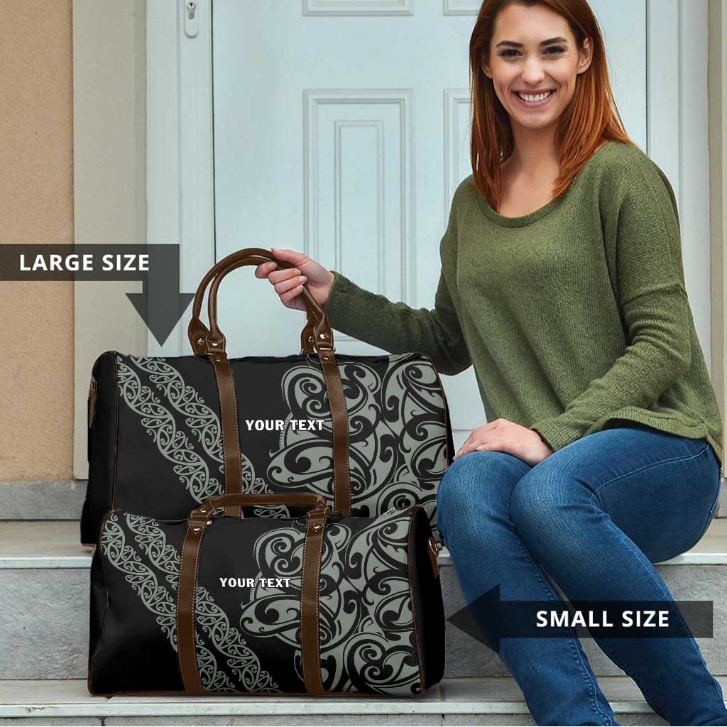 All Black Maori Tribal Tattoo Personalised Travel Bag Moss Green Polynesian Style - Polynesian Pride